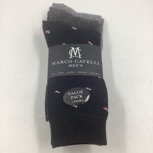Marco Cavelli Men 3 Pack Dress Socks Size 7-12 Shoe Size 10-13 Black Gray NWT